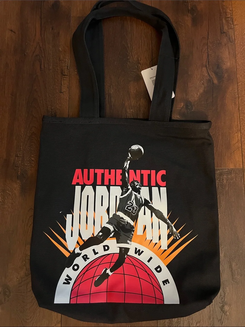 Jordan Black Tote with Red, White and Orange Graphic